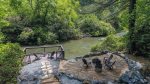 Seating and fire pit at the Cartecay River